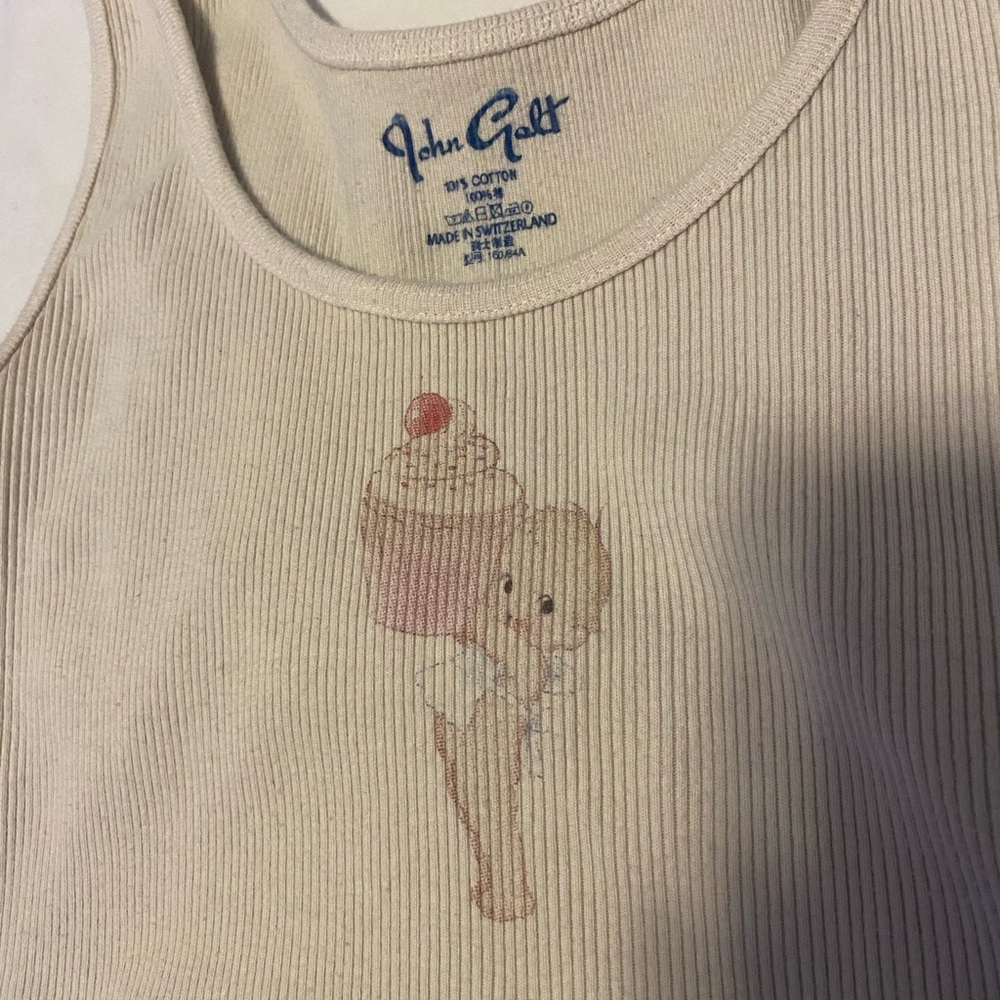 John Galt Beige Tank Top with Cupcake Design